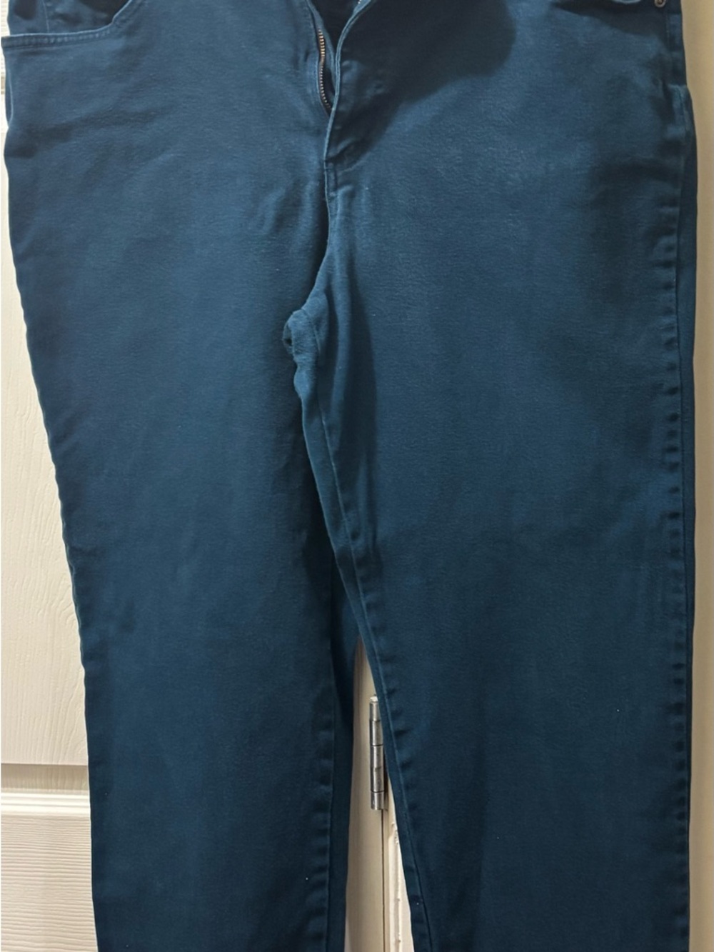 Basic Editions Women's Dark Teal Jeans Straight Stretch Denim Sz 18 Classic Fit